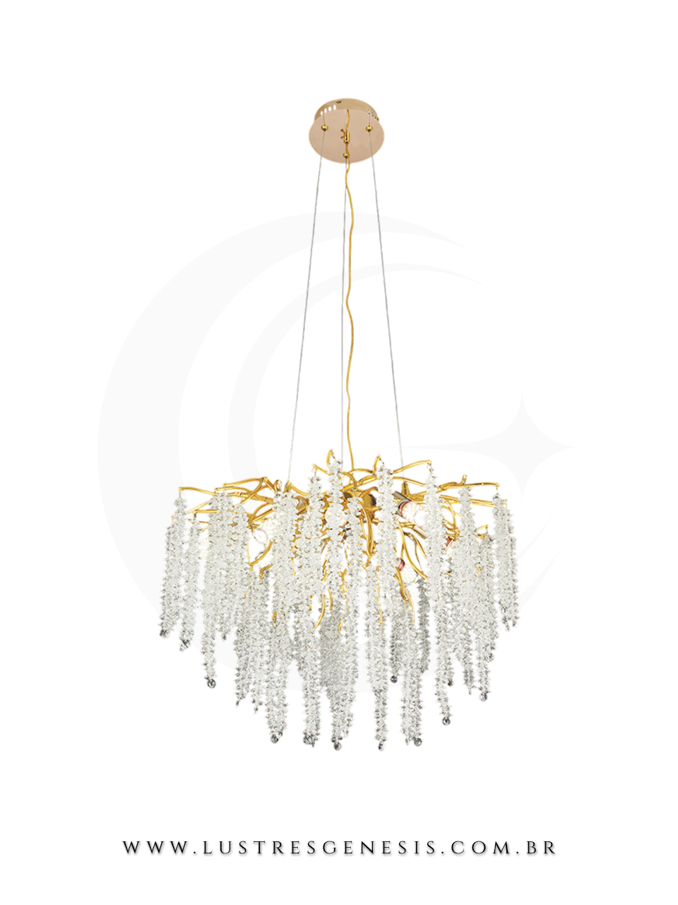 Lustre de Cristal Castanha Dourado 60x50m Para Sua Sala de Jantar 